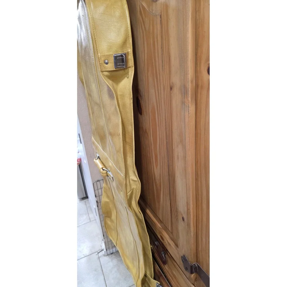 Vintage American Tourister Garment Bag Yellow Faux Leather Travel Suit Carrier